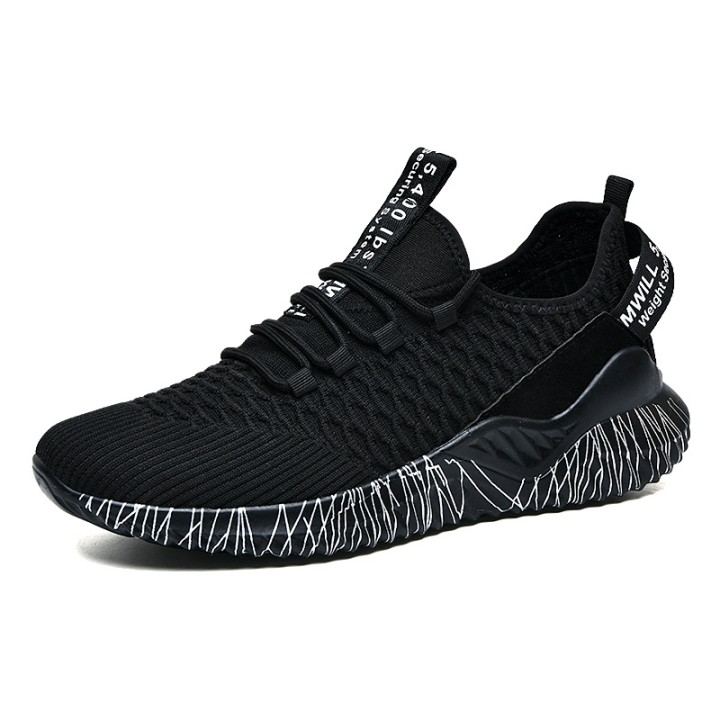 Summer Flying Woven Couple Sports Running Shoes - Black