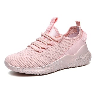 Summer Flying Woven Couple Sports Running Shoes - Pink